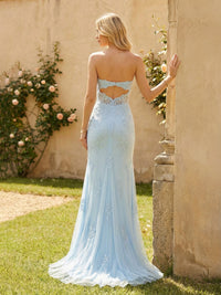 Strapless Tulle Mermaid Prom Dresses with Slit