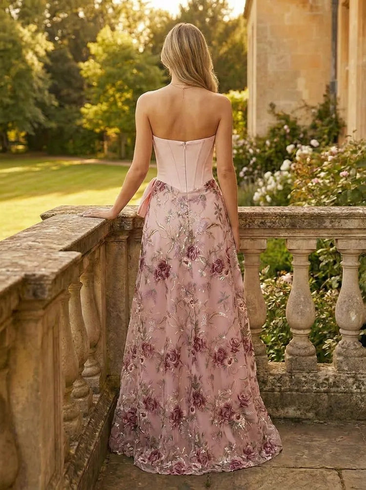 Mermaid Strapless Sequin Embroidery Evening Dresses with Bow