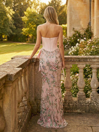 Strapless Satin Mermaid Prom Dresses with Bow and Slit