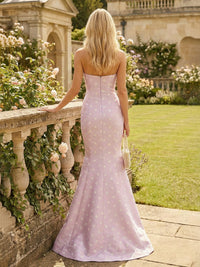 Strapless Satin Mermaid Prom Dresses with 3D Flower