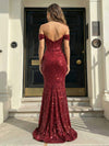 Sequin Mermaid Off the Shoulder Pleated Prom Dresses