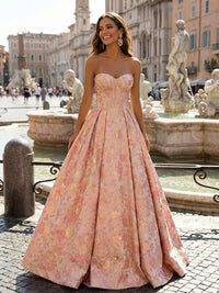 Floral Embroidery Sweetheart A-Line Prom Dresses