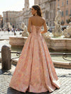 A-Line Sweetheart Neckline Corseted Brocade Formal Evening Gown