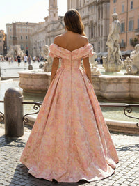 Floral Embroidery Off the Shoulder A-Line Prom Dresses