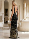V Neck Mermaid Sequin Prom Dresses with Slit