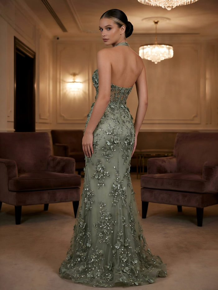 Halter Sweetheart Mermaid Prom Dresses with Slit