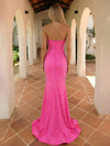 Strapless Glitter Satin Mermaid Prom Dresses with Slit