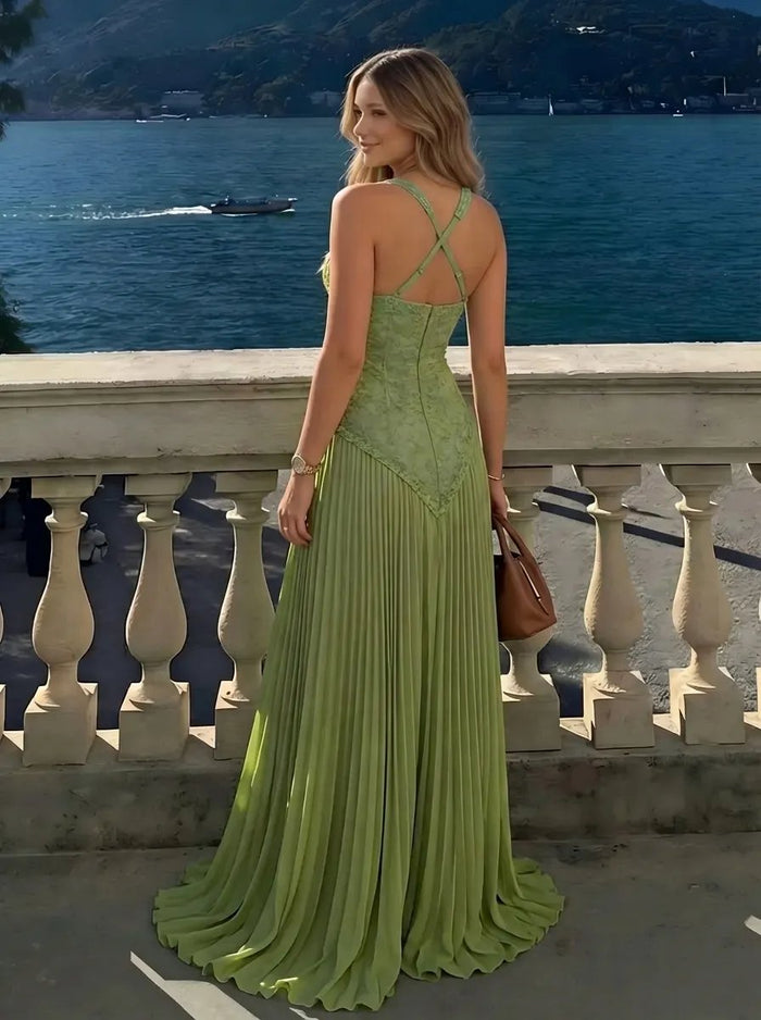 Halter Lace Appliques A Line Formal Occasion Dresses