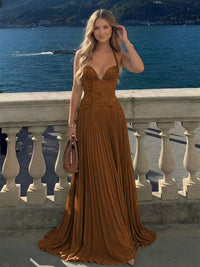 Halter Lace Appliques A Line Formal Occasion Dresses