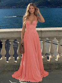 Halter Lace Appliques A Line Formal Occasion Dresses