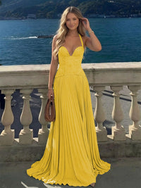 Halter Lace Appliques A Line Formal Occasion Dresses