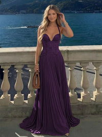 Halter Lace Appliques A Line Formal Occasion Dresses