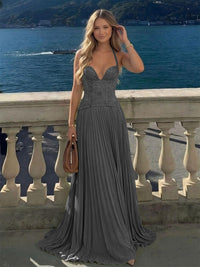 Halter Lace Appliques A Line Formal Occasion Dresses