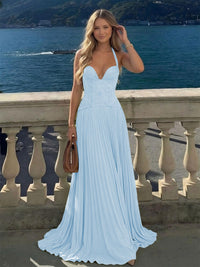 Halter Lace Appliques A Line Formal Occasion Dresses