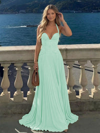 Halter Lace Appliques A Line Formal Occasion Dresses
