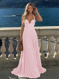 Halter Lace Appliques A Line Formal Occasion Dresses