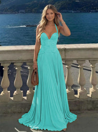 Halter Lace Appliques A Line Formal Occasion Dresses