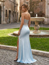 Satin Mermaid Strapless Side Slit Prom Dresses