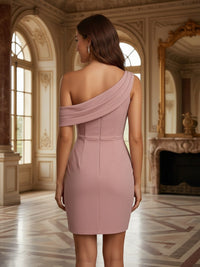 Mini One Shoulder Chiffon Formal Dresses with Pleated