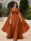 Elegant Sequined Chiffon Formal Dresses with Cape Shawl