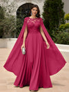Elegant Sequined Chiffon Formal Dresses with Cape Shawl