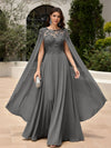Elegant Sequined Chiffon Formal Dresses with Cape Shawl