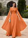 Elegant Sequined Chiffon Formal Dresses with Cape Shawl