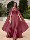 Elegant Sequined Chiffon Formal Dresses with Cape Shawl