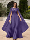 Elegant Sequined Chiffon Formal Dresses with Cape Shawl