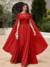 Elegant Sequined Chiffon Formal Dresses with Cape Shawl
