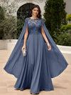 Elegant Sequined Chiffon Formal Dresses with Cape Shawl