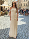 Chiffon Sheath One Shoulder Pleated Formal Dresses
