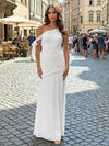 Chiffon Sheath One Shoulder Pleated Formal Dresses