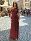 Chiffon Sheath One Shoulder Pleated Formal Dresses