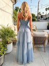 Tulle A Line Strapless Bow Formal Dresses