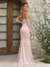 Satin Mermaid Strapless Pleated Bridesmaid Dresses
