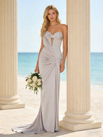 Satin Mermaid Sweetheart Pleated Bridesmaid Dresses