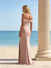Satin Mermaid Off the Shoulder Pleated Bridesmaid Dresses