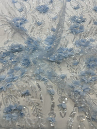 3D Flower Appliques Mermaid Halter Sequin Evening Formal Gown