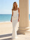 Jersey Mermaid Square Neck Pleated Bridesmaid Dresses