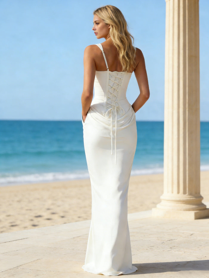 Jersey Mermaid Square Neck Pleated Bridesmaid Dresses