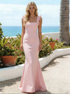Jersey Mermaid Square Neck Ruffles Bridesmaid Dresses