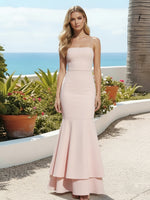 Jersey Mermaid Spaghetti Straps Tiered Bridesmaid Dresses