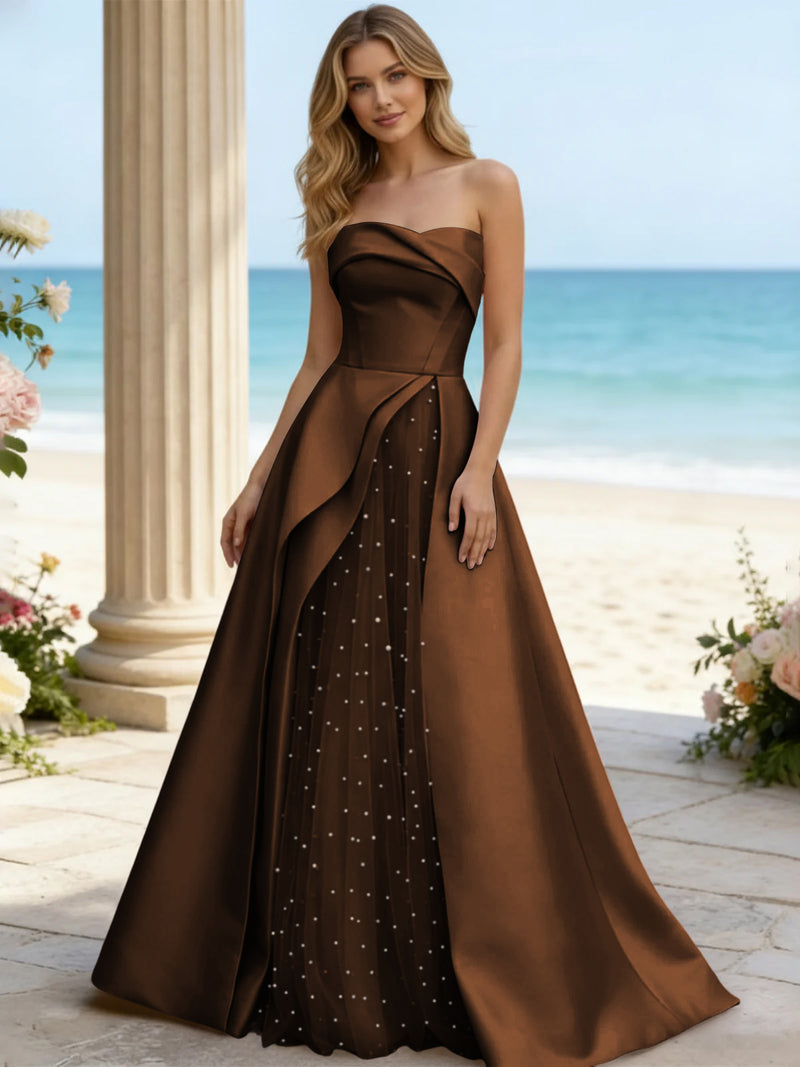 brown prom dresses Gracins Satin A Line Strapless Beaded 2026 Size:29/30 2024/4/9 Elegant Sky Blue Knee carefully handmade with love