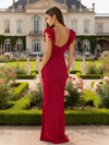 Chiffon Bodycon Round Neck Ruffles Formal Dresses