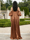 Satin A Line Off the Shoulder Pleated Formal Dresses
