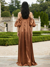 Satin A Line Off the Shoulder Pleated Formal Dresses