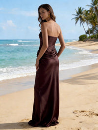 Satin Bodycon Strapless Pleated Formal Dresses