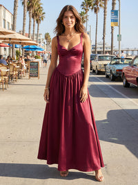 A Line Spaghetti Straps Satin Semi Formal Dresses