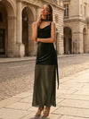 Velvet Spaghetti Straps Formal Dresses with Scarf